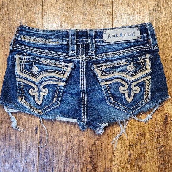ROCK REVIVAL Kai Women's Cut-Off Jean Shorts - Sz 26 - Picture 2 of 4